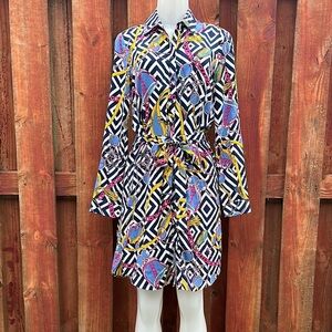 Ovi Multicolor Geometric Long Sleeve Dress Size S